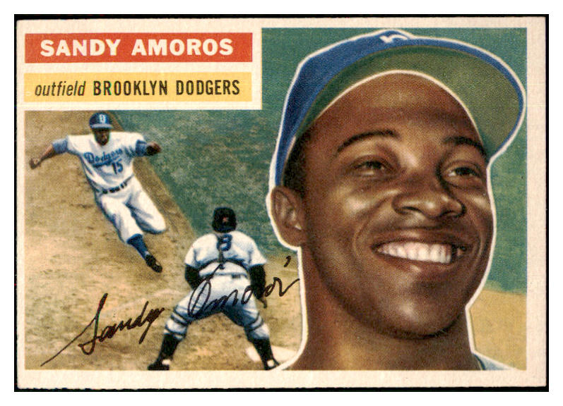 1956 Topps Baseball #042 Sandy Amoros Dodgers EX-MT White 495502