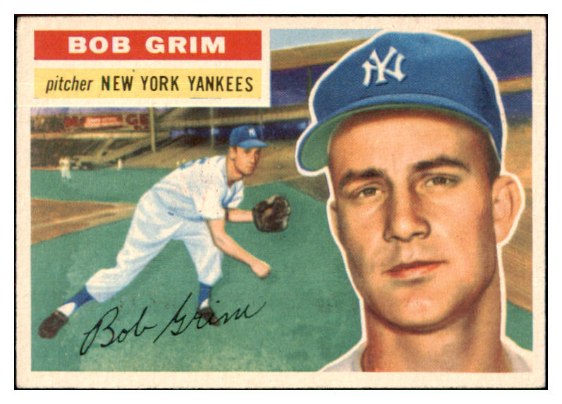 1956 Topps Baseball #052 Bob Grim Yankees NR-MT Gray 495520