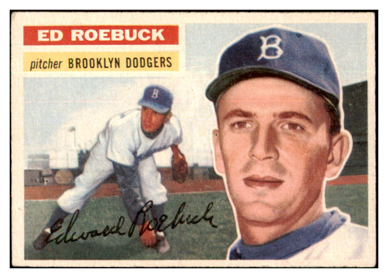 1956 Topps Baseball #058 Ed Roebuck Dodgers NR-MT White 495531