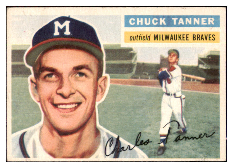 1956 Topps Baseball #069 Chuck Tanner Braves EX-MT White 495548