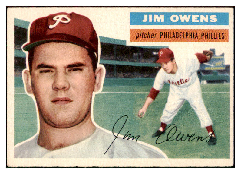 1956 Topps Baseball #114 Jim Owens Phillies NR-MT Gray 495610