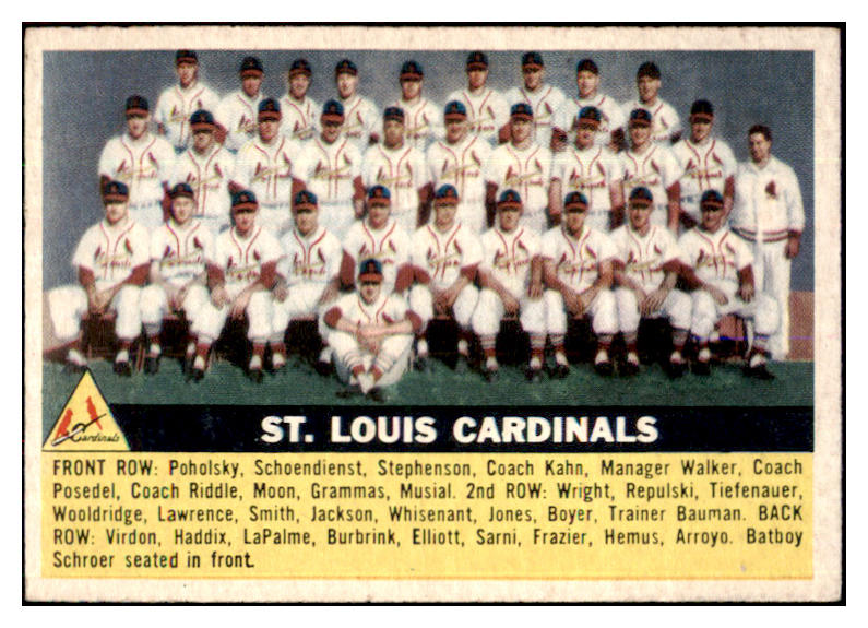1956 Topps Baseball #134 St. Louis Cardinals Team EX-MT Gray 495644