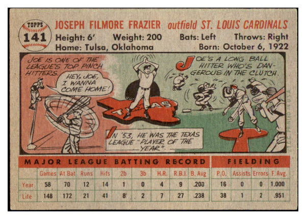 1956 Topps Baseball #141 Joe Frazier Cardinals NR-MT Gray 495649