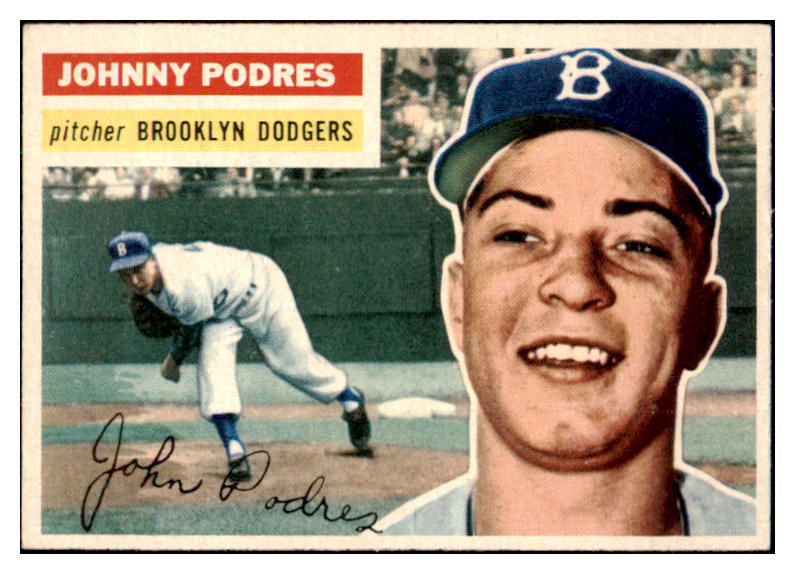 1956 Topps Baseball #173 Johnny Podres Dodgers NR-MT Gray 495698