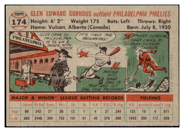 1956 Topps Baseball #174 Glen Gorbous Phillies NR-MT Gray 495699
