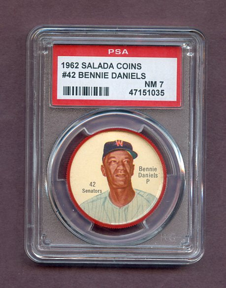 1962 Salada Baseball #042 Bennie Daniels Senators PSA 7 NM 495736