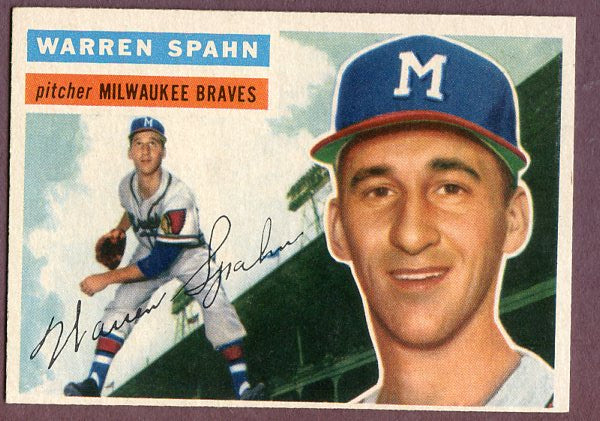 1956 Topps Baseball #010 Warren Spahn Braves EX-MT White 495845