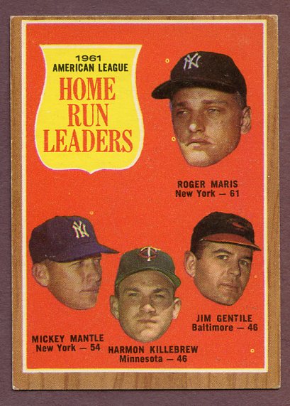 1962 Topps Baseball #053 A.L. Home Run Leaders Mickey Mantle EX-MT 495878