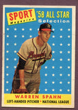 1958 Topps Baseball #494 Warren Spahn A.S. Braves EX 495904