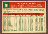 1959 Topps Baseball #040 Warren Spahn Braves EX 1921 495907