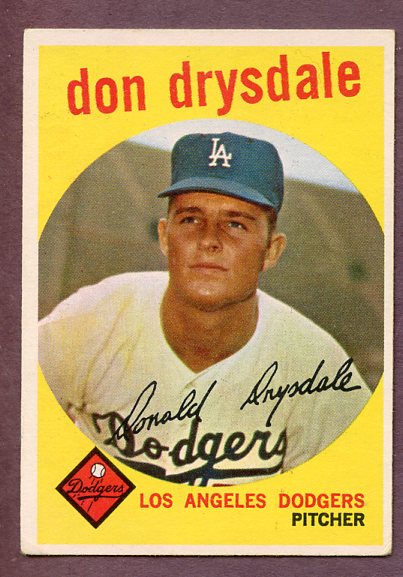 1959 Topps Baseball #387 Don Drysdale Dodgers EX 495912