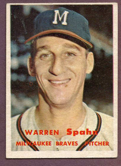 1957 Topps Baseball #090 Warren Spahn Braves EX 495923