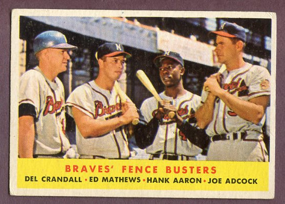 1958 Topps Baseball #351 Hank Aaron Eddie Mathews EX 495927