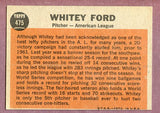 1962 Topps Baseball #475 Whitey Ford A.S. Yankees EX 495948