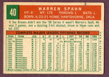 1959 Topps Baseball #040 Warren Spahn Braves EX 1921 495955