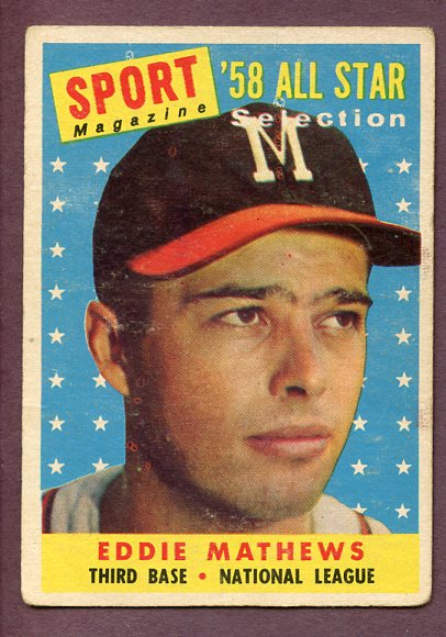 1958 Topps Baseball #480 Eddie Mathews A.S. Braves EX 496017