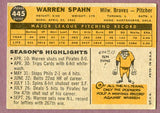 1960 Topps Baseball #445 Warren Spahn Braves VG-EX 496042