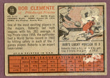 1962 Topps Baseball #010 Roberto Clemente Pirates GD-VG back damage 496066