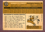1960 Topps Baseball #210 Harmon Killebrew Senators VG 496071