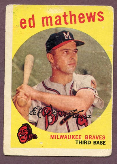 1959 Topps Baseball #450 Eddie Mathews Braves VG 496075