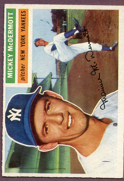 1956 Topps Baseball #340 Mickey McDermott Yankees EX 496158