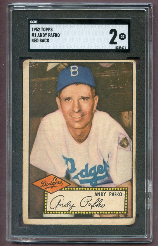 1952 Topps Baseball #001 Andy Pafko Dodgers SGC 2 GD Red 496319