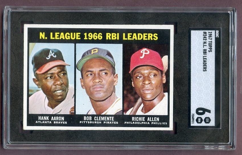 1967 Topps Baseball #242 N.L. RBI Leaders Aaron Clemente SGC 6 EX-MT 496344