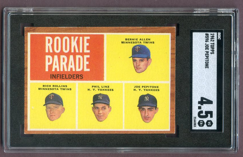 1962 Topps Baseball #596 Joe Pepitone Yankees SGC 4.5 VG-EX+ 496347