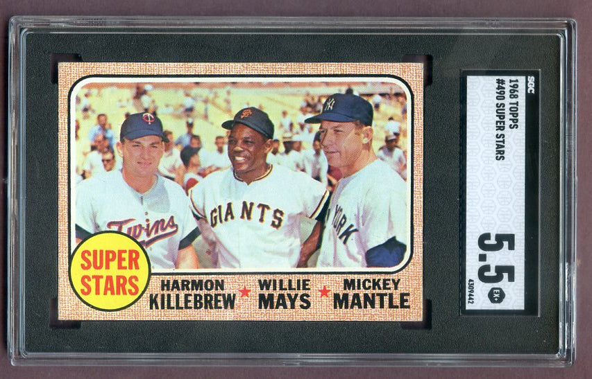 1968 Topps Baseball #480 Mickey Mantle Willie Mays SGC 5.5 EX+ 496422
