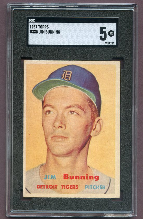 1957 Topps Baseball #338 Jim Bunning Tigers SGC 5 EX 496440