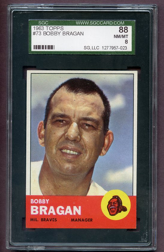 1963 Topps Baseball #073 Bobby Bragan Braves SGC 8 NM/MT 496447