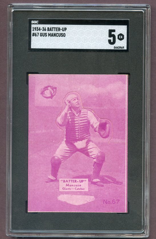 1934-36 Batter Up #067 Gus Mancuso Giants SGC 5 EX 496455