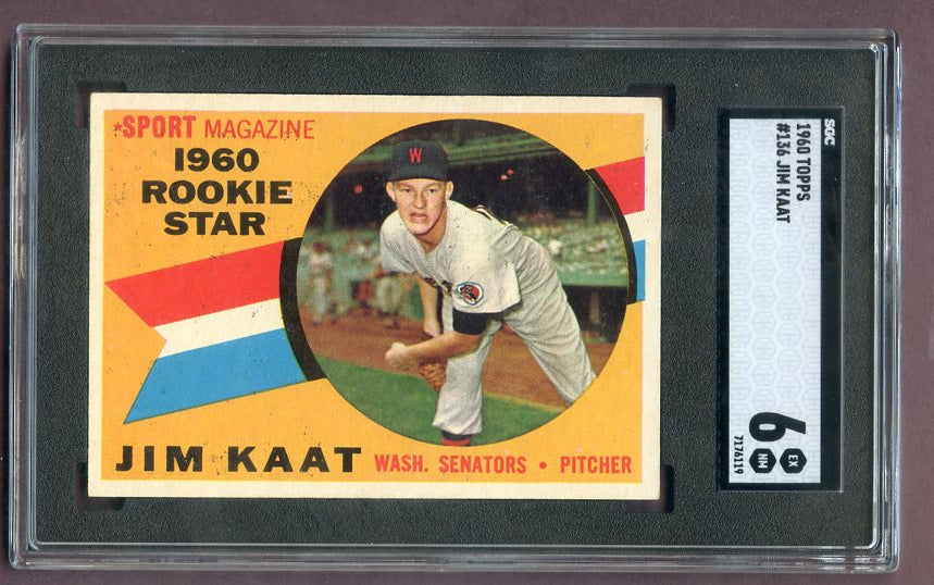 1960 Topps Baseball #136 Jim Kaat Senators SGC 6 EX-MT 496461