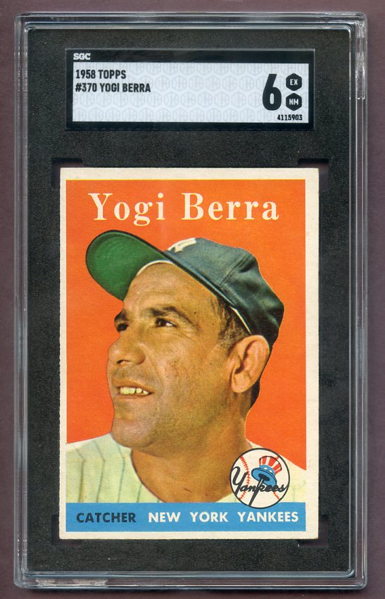 1958 Topps Baseball #370 Yogi Berra Yankees SGC 6 EX-MT 496481