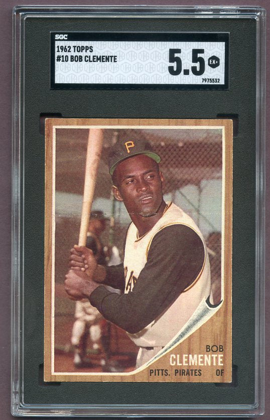 1962 Topps Baseball #010 Roberto Clemente Pirates SGC 5.5 EX+ 496488