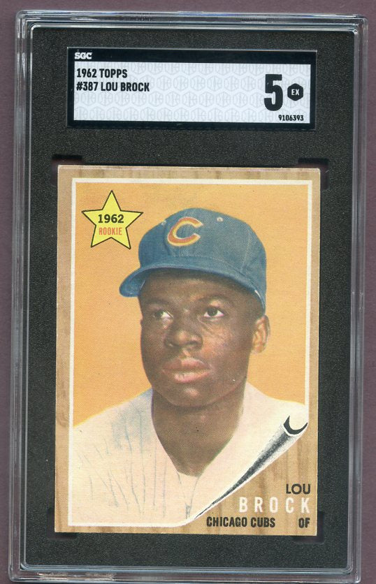 1962 Topps Baseball #387 Lou Brock Cubs SGC 5 EX 496492