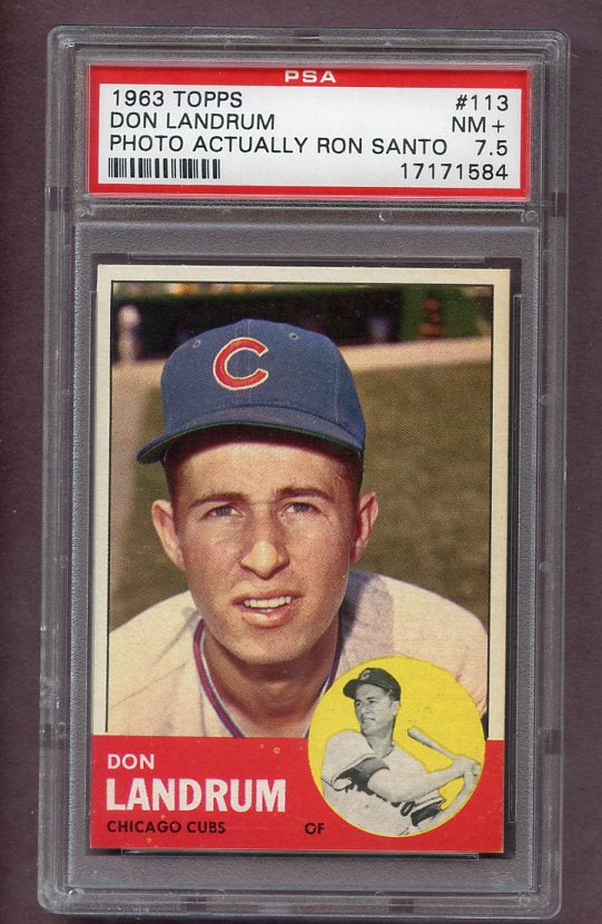 1963 Topps Baseball #113 Don Landrum Cubs PSA 7.5 NM+ 496503