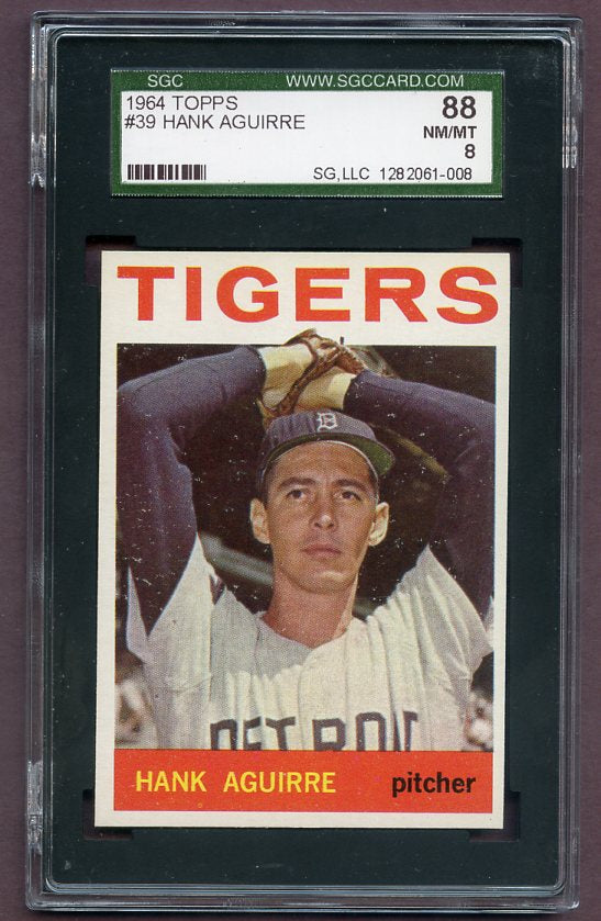 1964 Topps Baseball #039 Hank Aguirre Tigers SGC 8 NM/MT 496508