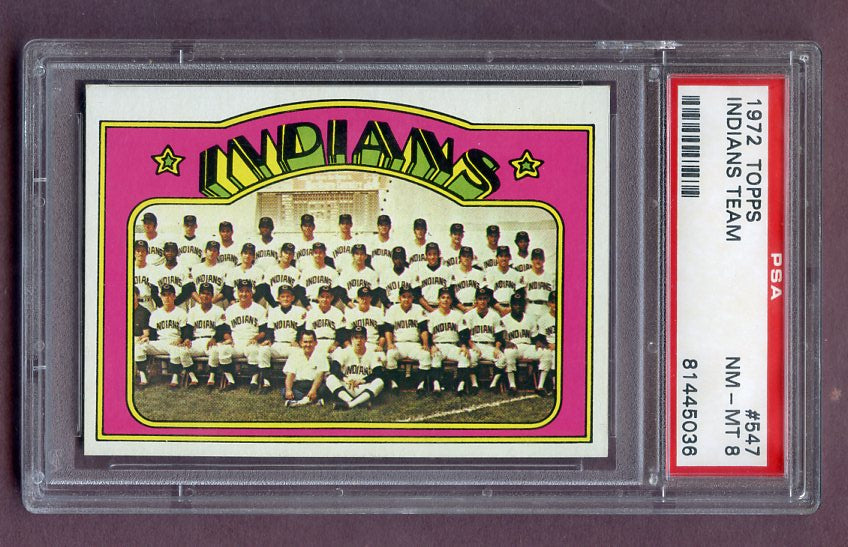 1972 Topps Baseball #547 Cleveland Indians Team PSA 8 NM/MT 496514
