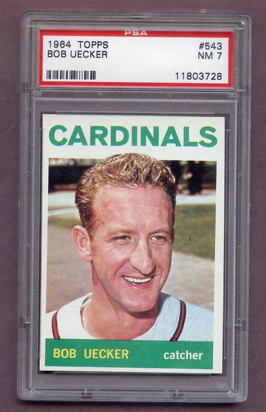 1964 Topps Baseball #543 Bob Uecker Cardinals PSA 7 NM 496518