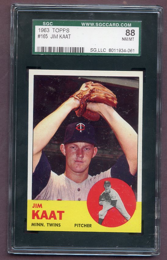 1963 Topps Baseball #165 Jim Kaat Twins SGC 8 NM/MT 496522