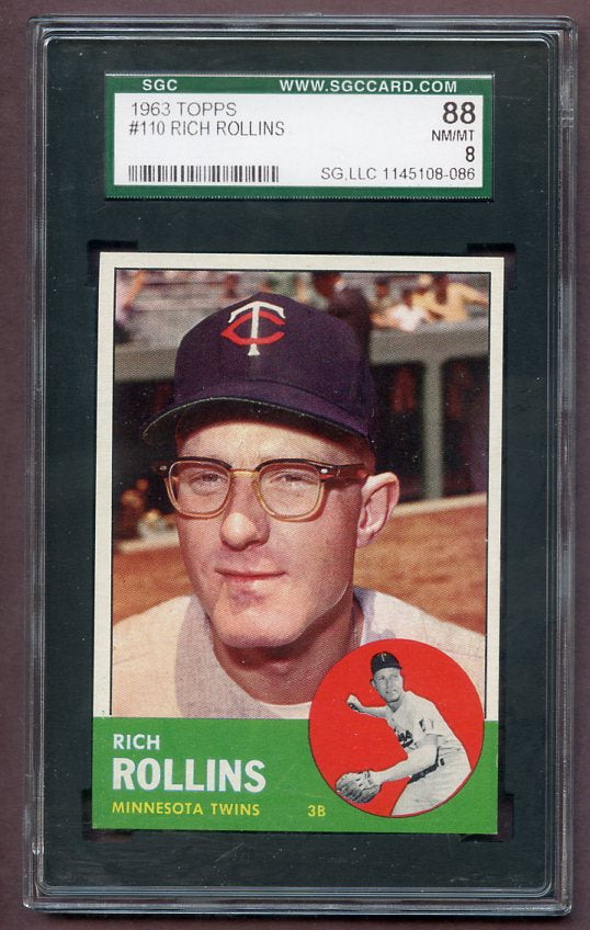 1963 Topps Baseball #110 Rich Rollins Twins SGC 8 NM/MT 496525