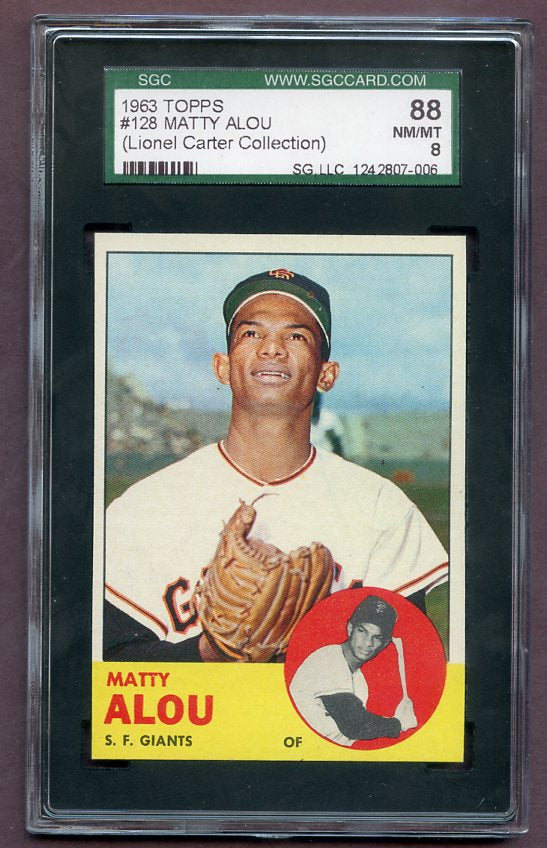 1963 Topps Baseball #128 Matty Alou Giants SGC 8 NM/MT 496526