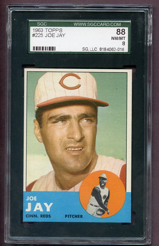 1963 Topps Baseball #225 Joe Jay Reds SGC 8 NM/MT 496535