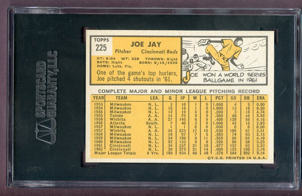 1963 Topps Baseball #225 Joe Jay Reds SGC 8 NM/MT 496535