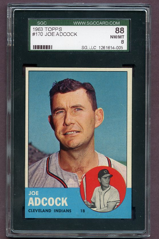 1963 Topps Baseball #170 Joe Adcock Indians SGC 8 NM/MT 496536