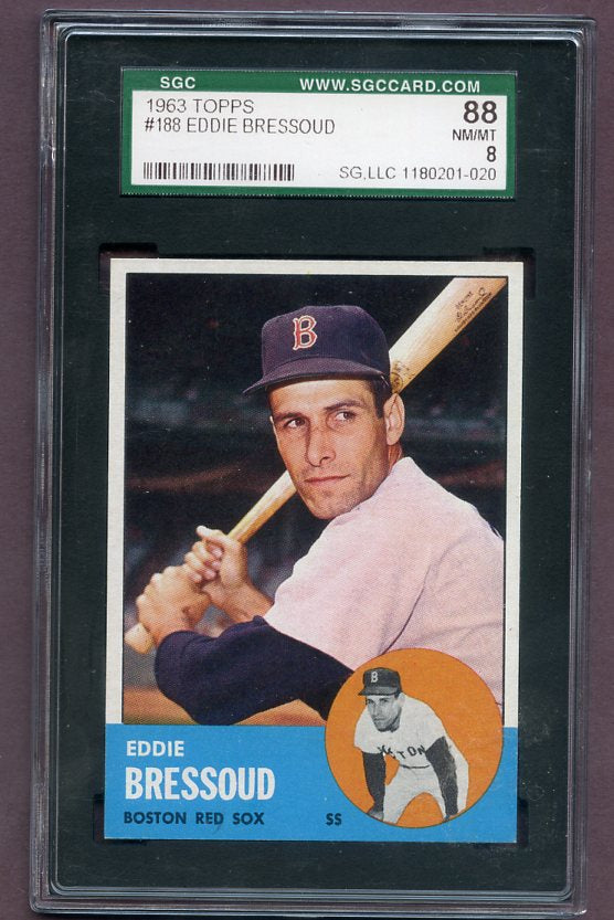 1963 Topps Baseball #188 Eddie Bressoud Red Sox SGC 8 NM/MT 496540