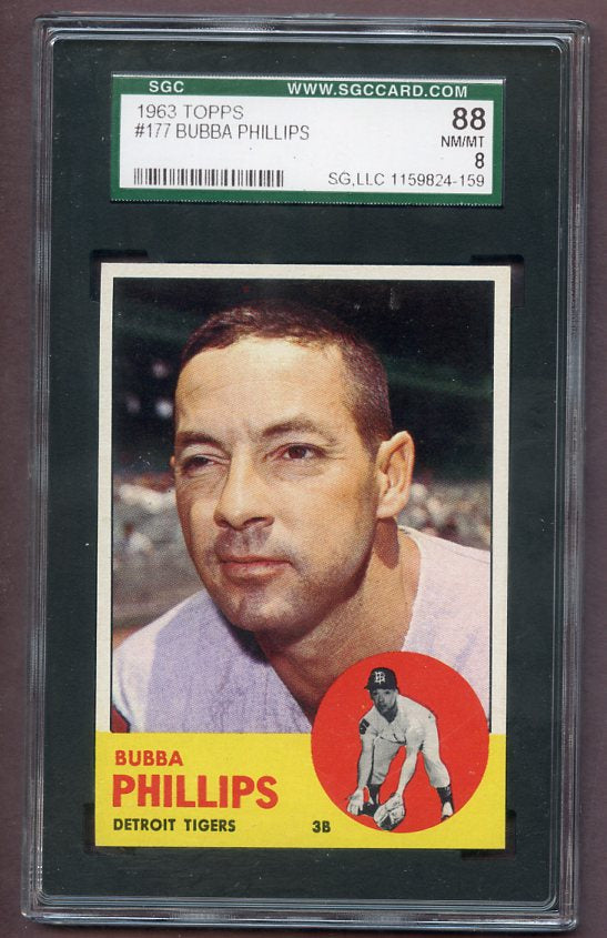 1963 Topps Baseball #177 Bubba Phillips Tigers SGC 8 NM/MT 496541
