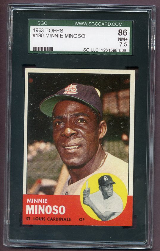 1963 Topps Baseball #190 Minnie Minoso Cardinals SGC 7.5 NM+ 496543