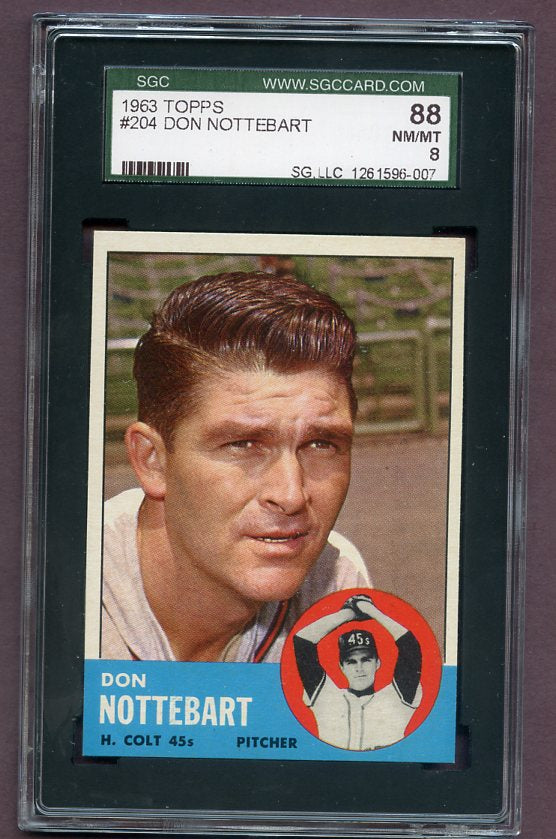 1963 Topps Baseball #204 Don Nottebart Colt .45s SGC 8 NM/MT 496548